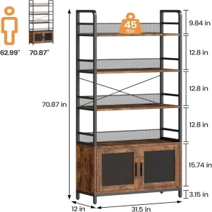 Modern Steel & Wood Bookcase for Living Room Office Dining Space-Saving Eco-Friendly Storage Furniture