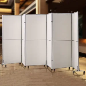 Modern Style Foldable Office Partitions Mobile Room Divider Wheels Movable Privacy Partition Screen Panel MDF Fabric Plexiglass