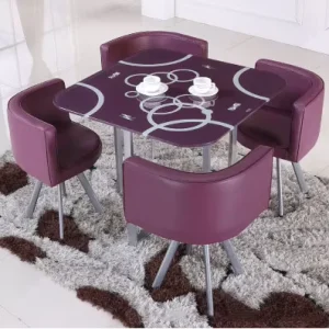 Modern Tempered Glass Negotiation Table and Four-Person Dining Chair Set