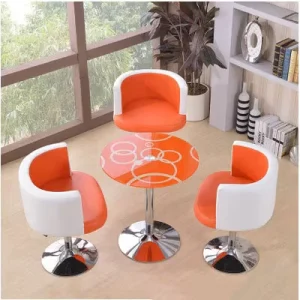 Modern Tempered Glass Negotiation Table and Three-Person Dining Chair Set