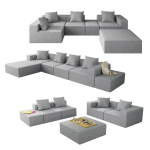 Modern Three-Seat Fabric Modular Sofa for Apartments, Hotels, or Living Rooms