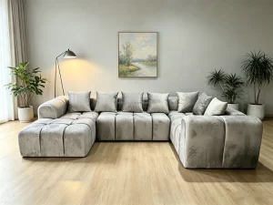 Modern Velvet Reception Leisure Sofa U Shaped Modular Sofa Fabric Living Room Combination Modular Couch Upholstered Sofa Set