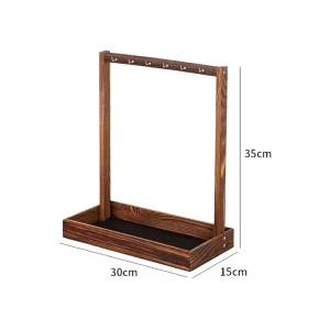 Modern Vintage Walnut Oak Wood T shaped Display Stand Multiple Functional Home Furniture Storage for Living Room Showcase Hotels