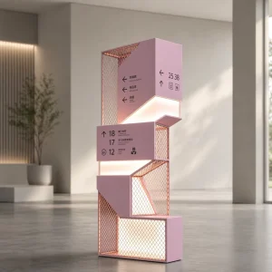 Modern Wayfinding Signage System Metal Floor Standing Directional Sign Board Remote Lighting for Mall Hospital School Campus