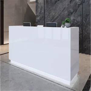 Modern White Reception Desk Checkout Counter for Hotel or Hair Salon