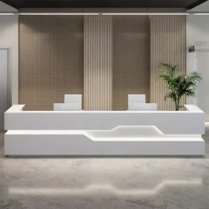 Modern White Reception Table for Office Front Counter