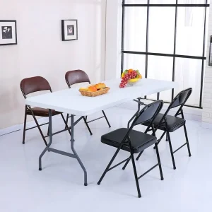 Modern White Rectangular Plastic Portable Folding Table for Outdoor Banquets Dining and Camping