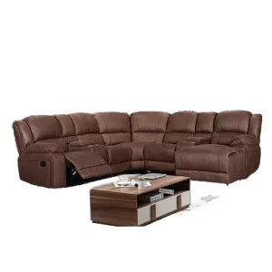 Modern Wood Frame Modular Sectional Sofa with Reclining Seats Massage Cooling Extendable Features
