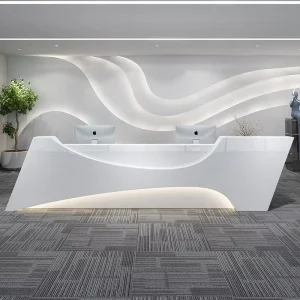 Modern Wood Hotel Reception Counter with Reception Back Wall