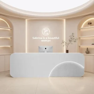 Modern Wood Hotel Reception Desk Customizable Front Counter