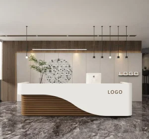 Modern Wood Reception Desk Counter for Salon Hotels Mall