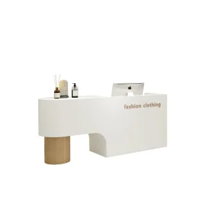 Modern Wood Reception Desk Counter for Salons, Hotels, Gyms, and Offices
