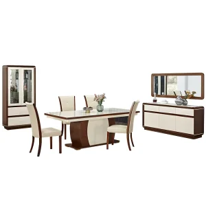 Modern Wooden Dining Table and 4-Chair Set