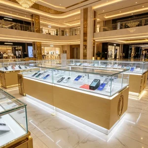 Modern Wooden Smart Phone Display Cabinet and Retail Counter