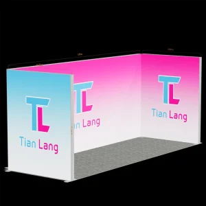 Modular Aluminum Alloy Exhibition Booth U-Shape Backwall with Double-Sided Wings and Brand Graphic