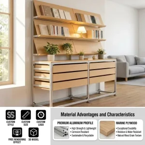 Modular Aluminum Profile Office Display Cabinet and Fashion Rack for Exhibition
