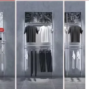 Modular Clothing Display Fixture with LED Lighting for Retail Stores
