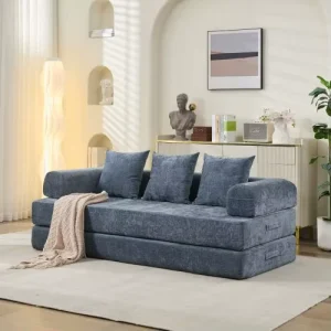 Modular Convertible Floor Sofa Bed Multi Configuration Folding Lounge Couch for Living Room Bedroom Studio Small Spaces