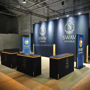 Modular Exhibition Stand Booth Trade Show Aluminium Profile System Fabric Wooden Booth Design Reusable