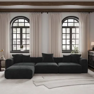 Modular Fabric Sofa with Extra-Wide Seats for Living Rooms