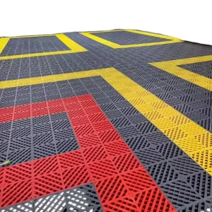 Modular Floor Tiles Anti Slip PP PVC Plastic Flooring Mats Interlocking Garage Floor Tiles for Car Detailing Shop Workshop 1.8cm
