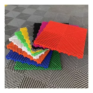 Modular Floor Tiles Anti Slip PP PVC Plastic Flooring Mats Interlocking Garage Floor Tiles for Car Detailing Shop Workshop