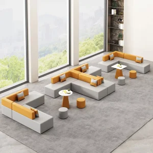 Modular Leather Office Sofa for Office Lounge or Coffee Shop