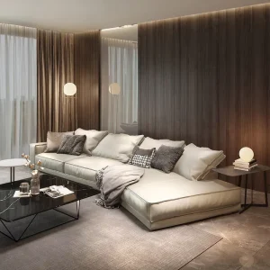 Modular Leather Sofa Set with Deep Seats
