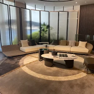Modular Leather Tufted Sectional Sofa Set for Villa