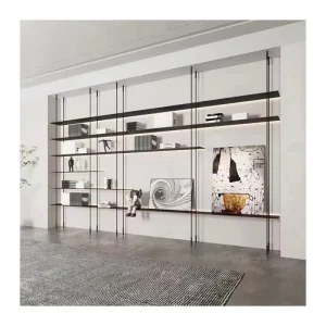 Modular Metal and Aluminum Display Cabinet with Adjustable Storage Shelf