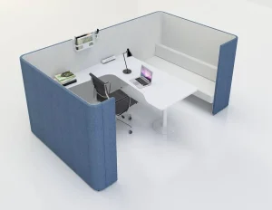 Modular Office Desk Workstation with Partition and Ergonomic Chair