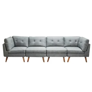 Modular One Seat Lounge Sofa Set Wooden Legs Fabric Material Sponge for Apartment Hotel Living Room Furniture