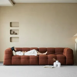 Modular Reclining Sectional Sofa Set Extendable Modern Minimalist 3D Ball Fabric Sofa Comfortable Padded Living Room Furniture