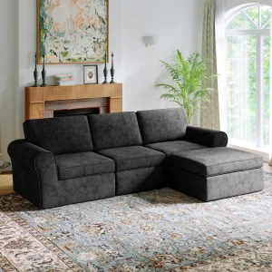 Modular Sectional Sofa Couches with Ottoman for Living Room Bedroom Chenille Removable Cover Cloud Couch L Shaped Couch