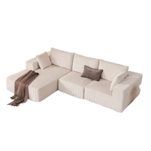 Modular Sofa Set with 3 Sections Compressed Fabric Chaise Lounge Cube & L Shaped Lazy Sofa