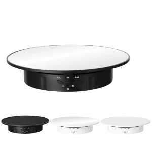 Motorized Electric Rotating Display Stand with White Base for Product and Jewelry Photography