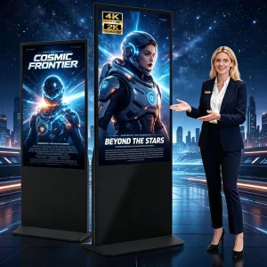 Movable Digital Signage Kiosk with Timed Playback for Exhibition Halls and Public Guides