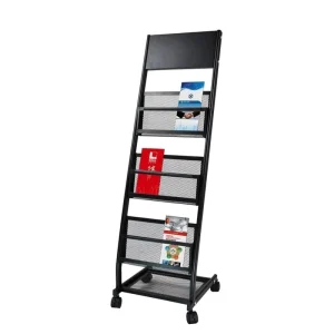 Movable Metal Magazine Display Rack Freestanding Brochure Leaflet Literature Stand for Office and Exhibition