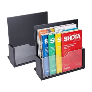 Multi Function Wooden Brochure Rack Acrylic Divider Organizer for Magazine Flyer Menu Pamphlet Storage
