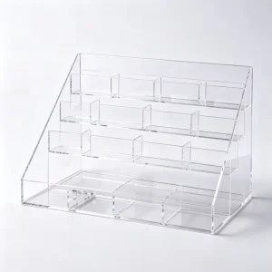 Multi-Functional Acrylic Step Display Rack with Freestanding Shelf