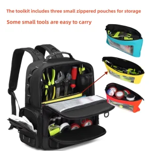 Multi-Functional Portable Waterproof Wear-Resistant Oxford Cloth Tool Bag Shoulder Strap Zipper Closure 20-35L Large