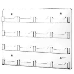 Multi Grid Transparent Eco Friendly Acrylic Wall Mounted Card Display Rack Postcard Brochure Flyer Display Holder