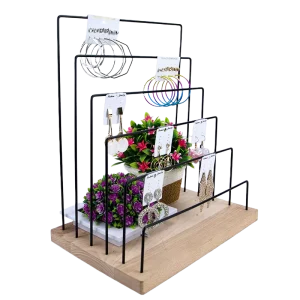 Multi-Level Iron Jewelry Display Stand for Earrings and Necklaces