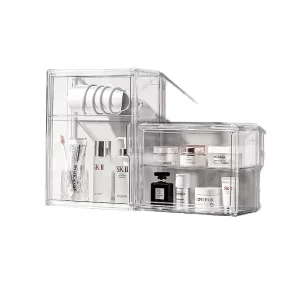 Multi purpose Rectangle Square Wall Mounted Acrylic Skincare Makeup Storage Cabinet Desktop Display Case Cosmetic Container