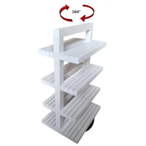 Multi purpose Tiered Display Shelf Wooden Jewelry Display Stands Removable Rotating Display Stand with 4 Tier Tilted Slots Board