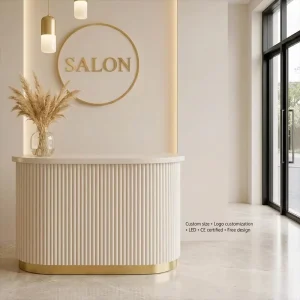 Multicolor Wood Reception Desk for Hospital, Spa, or Office