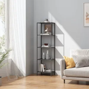 Multifunction 5 Tier Standing Bookshelf Storage Rack Corner Display Shelf for Organizing Storage Shelf Home Living Room Bedroom