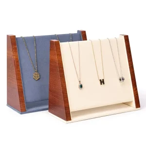 Multifunction Custom Solid Wood Pendant Necklace Display Holder with Earring Storage Stand