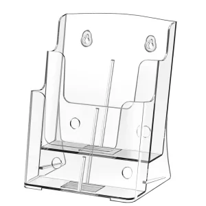 Multifunctional High-Capacity Clear Acrylic Literature Rack A4 2-Tier Brochure Holder