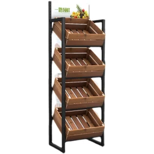 Multilayer Wood Fruit and Vegetable Display Shelf and Rack